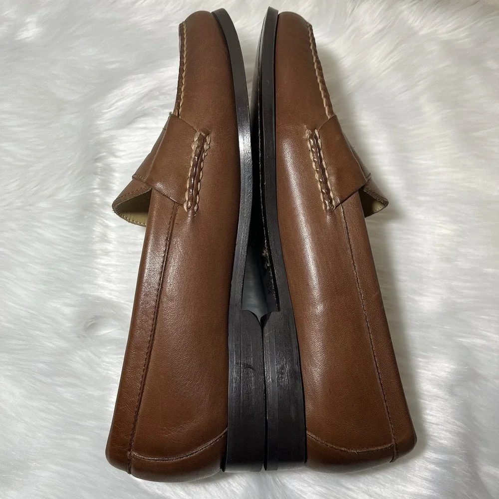 Johnston & Murphy Leather Sheepskin Penny Loafers Mens 10 M Classic Slip On